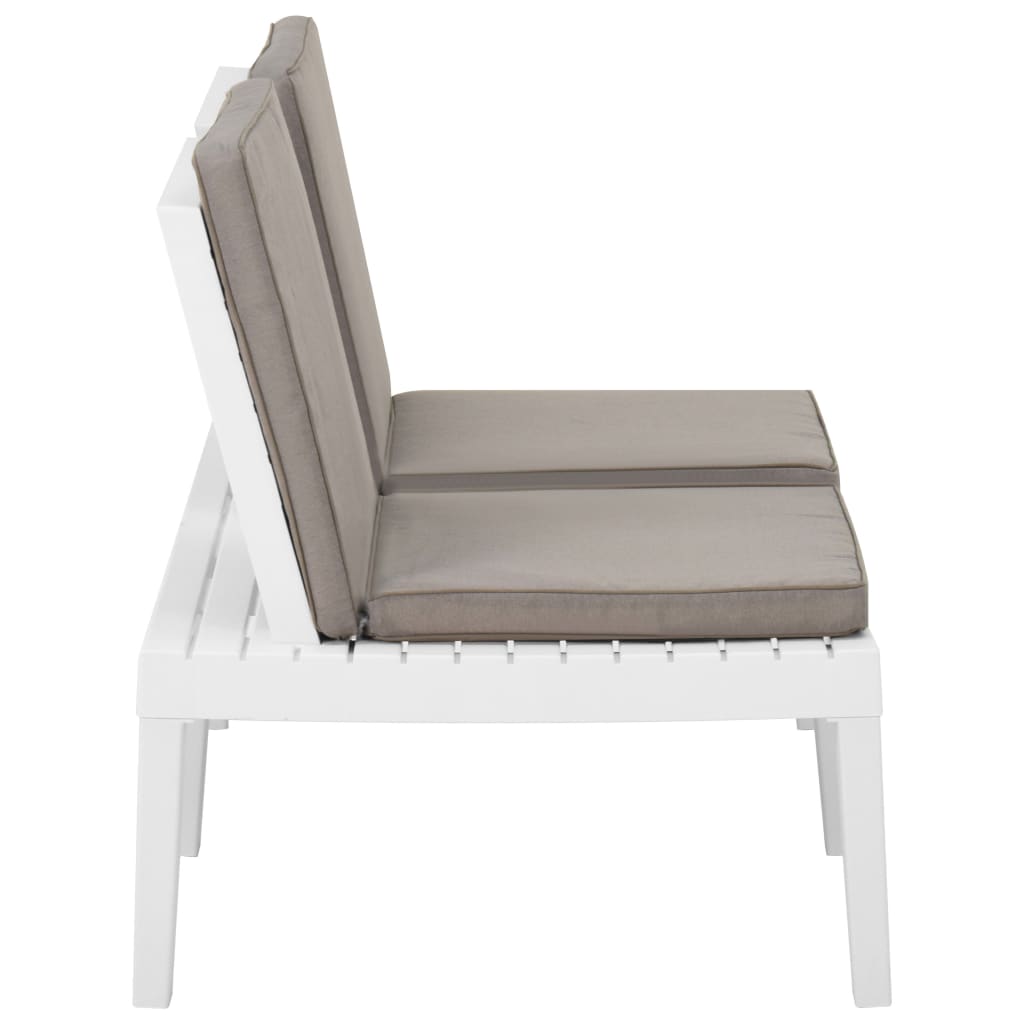 Garden Lounge Benches With Cushions 2 Pcs Plastic