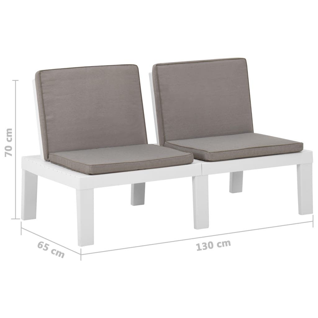 Garden Lounge Benches With Cushions 2 Pcs Plastic