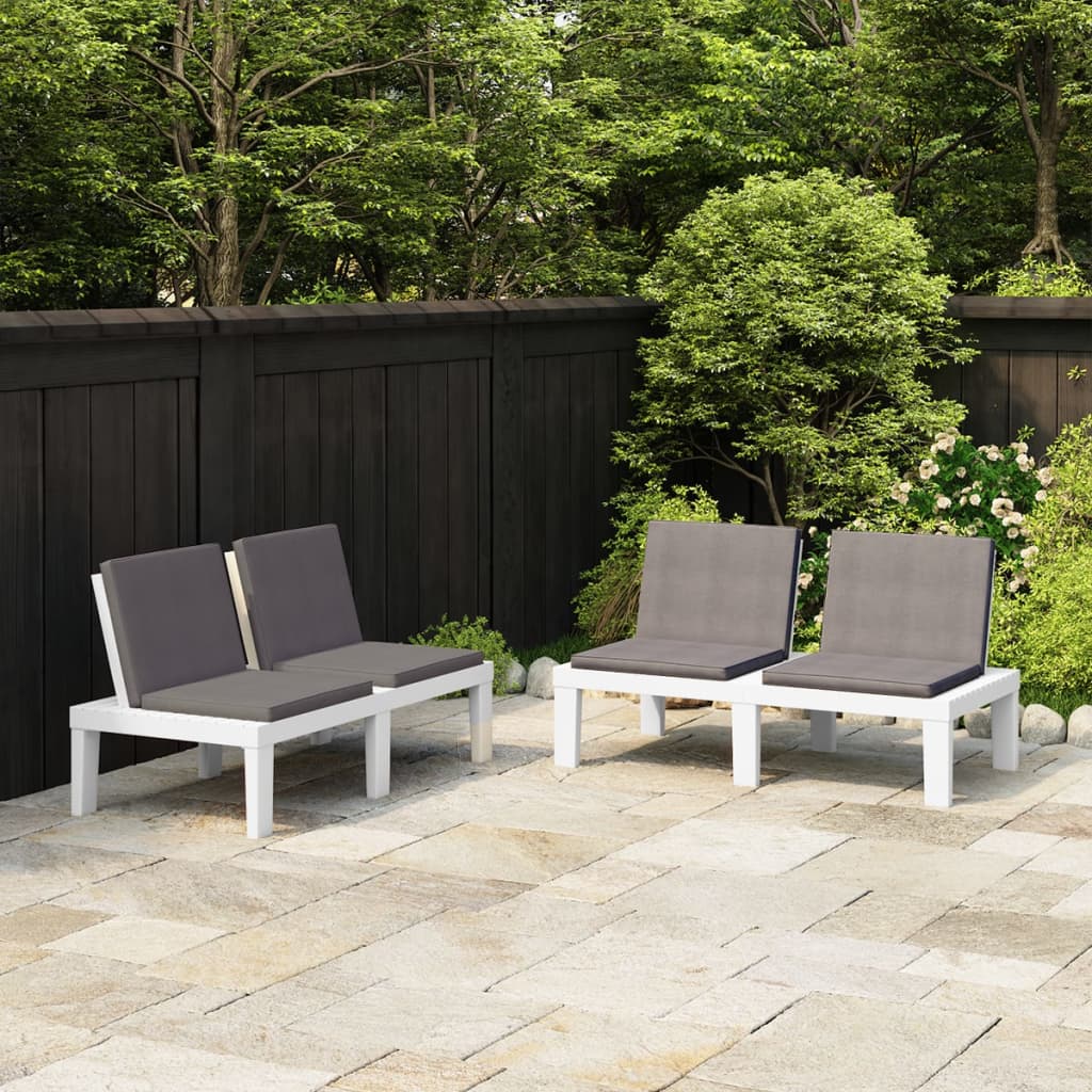 Garden Lounge Benches With Cushions 2 Pcs Plastic