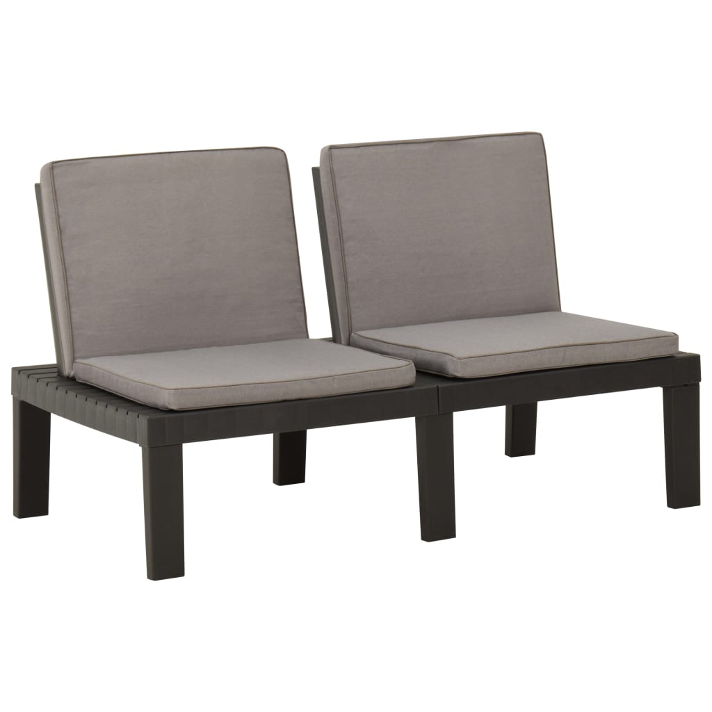 Garden Lounge Benches With Cushions 2 Pcs Plastic