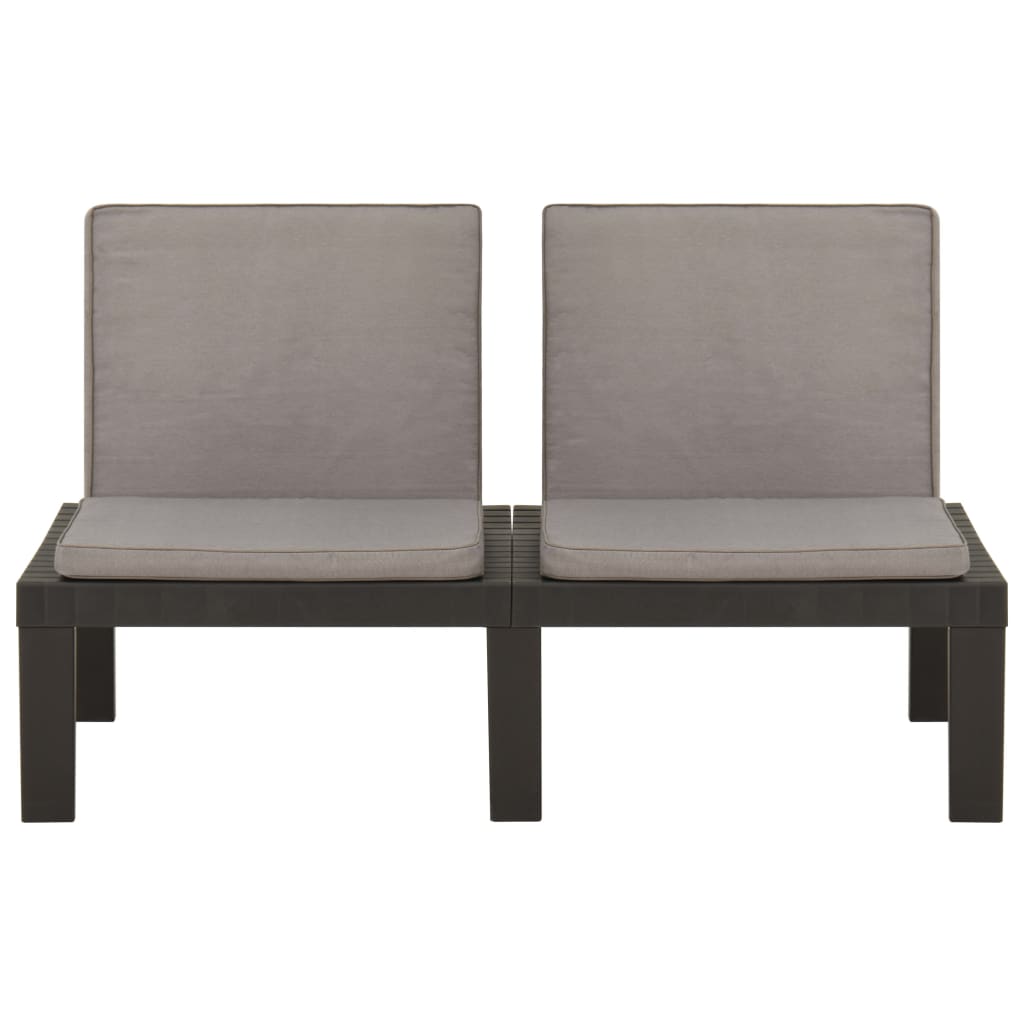 Garden Lounge Benches With Cushions 2 Pcs Plastic