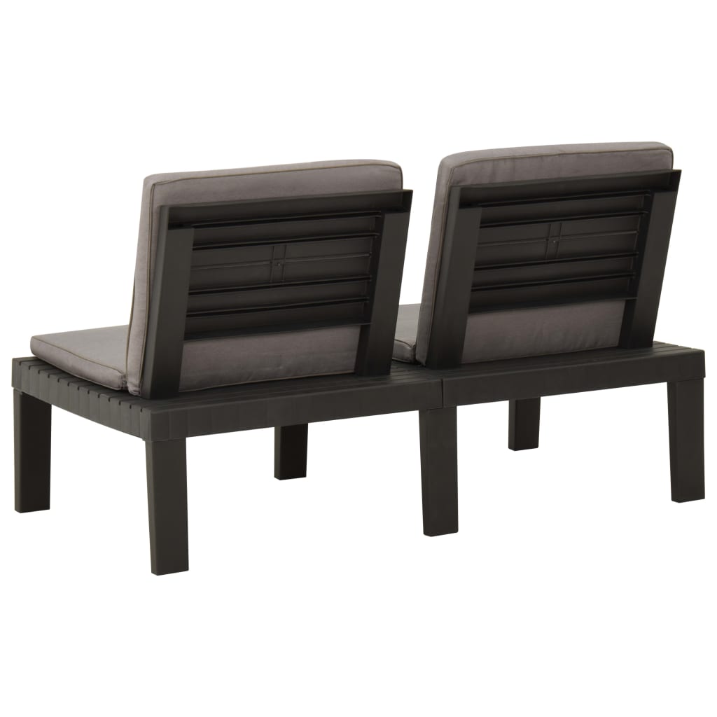 Garden Lounge Benches With Cushions 2 Pcs Plastic