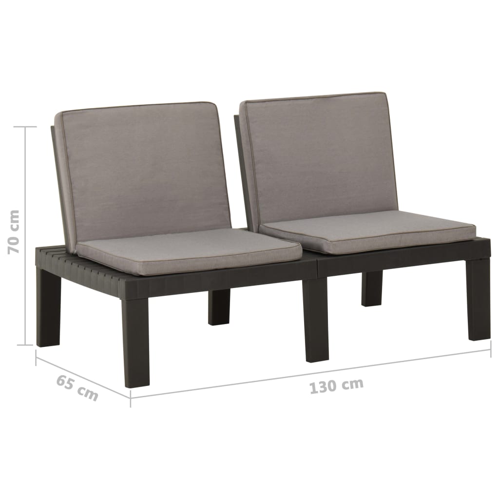 Garden Lounge Benches With Cushions 2 Pcs Plastic
