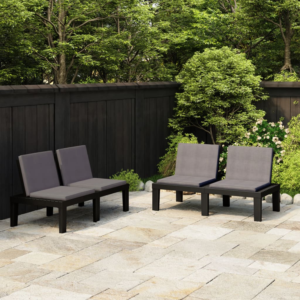 Garden Lounge Benches With Cushions 2 Pcs Plastic