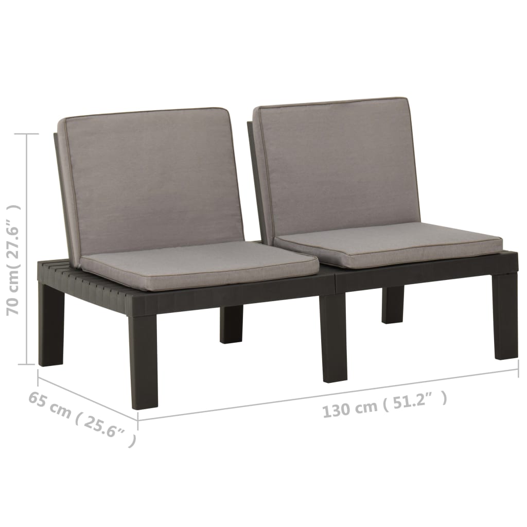 Garden Lounge Bench With Cushion Plastic