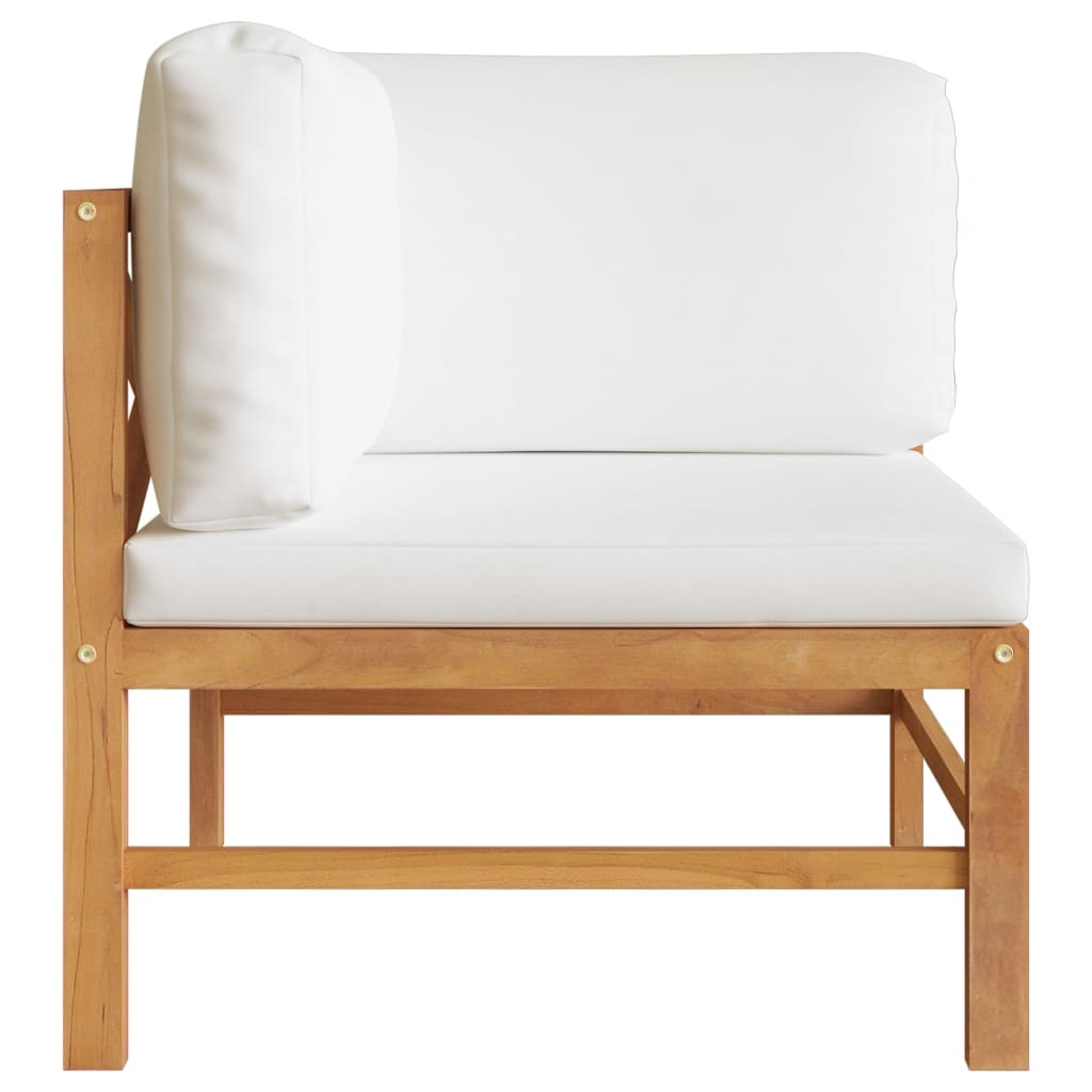 2-Seater Garden Bench With Cream Cushions Solid Teak Wood