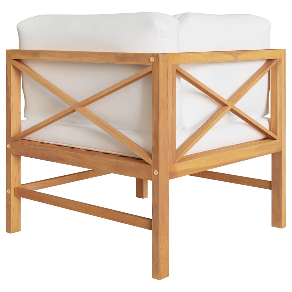 2-Seater Garden Bench With Cream Cushions Solid Teak Wood