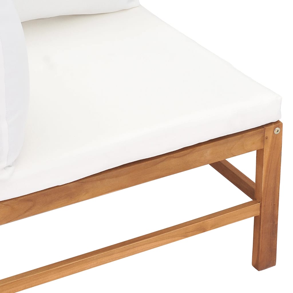 2-Seater Garden Bench With Cream Cushions Solid Teak Wood