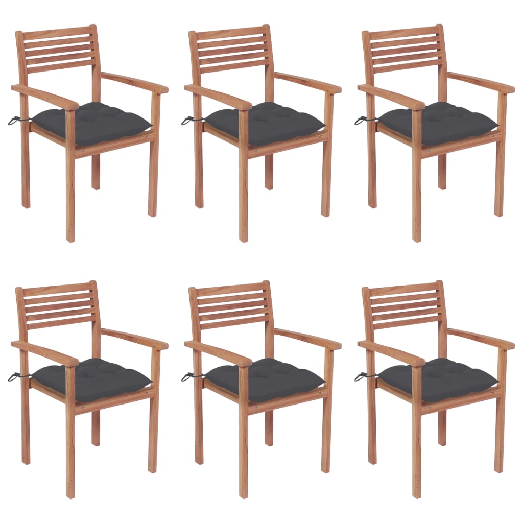 Stackable Garden Chairs With Cushions 8 Pcs Solid Teak Wood