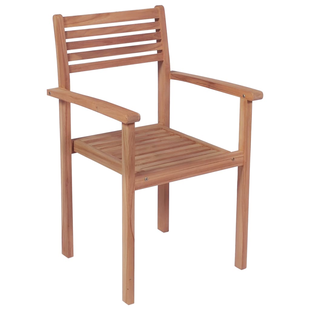 Stackable Garden Chairs With Cushions 8 Pcs Solid Teak Wood