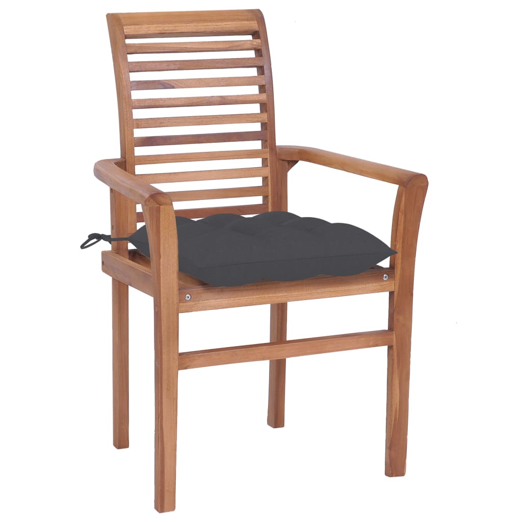 Dining Chairs 6 Pcs With Cushions Solid Teak Wood