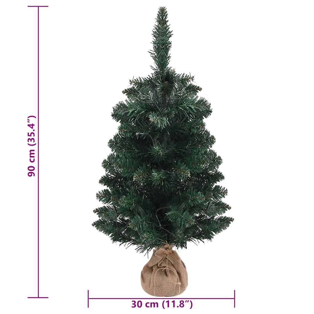 Artificial Pre-Lit Christmas Tree With Stands Green 90 Cm Pvc