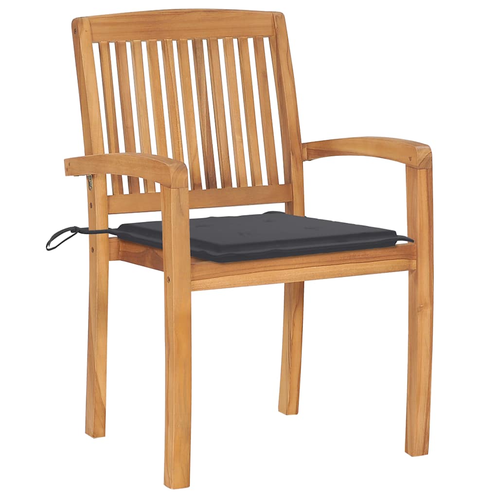 Stacking Garden Chairs With Cushions 4 Pcs Solid Teak Wood