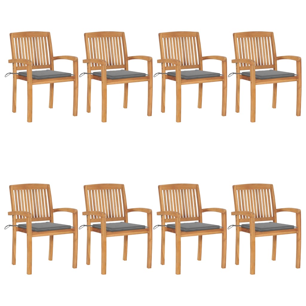 Stacking Garden Chairs With Cushions 4 Pcs Solid Teak Wood