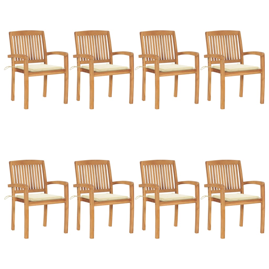 Stacking Garden Chairs With Cushions 4 Pcs Solid Teak Wood
