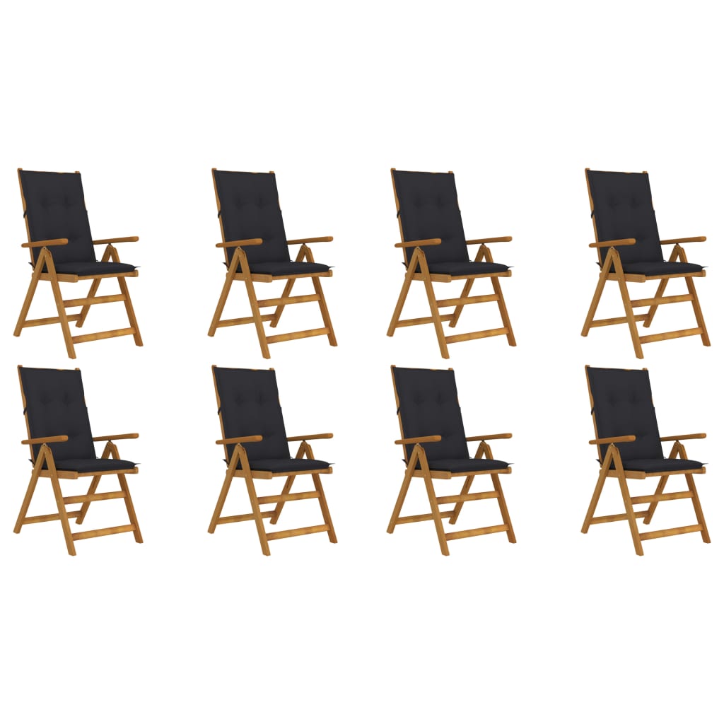 Garden Reclining Chairs 2 Pcs With Cushions Solid Acacia Wood