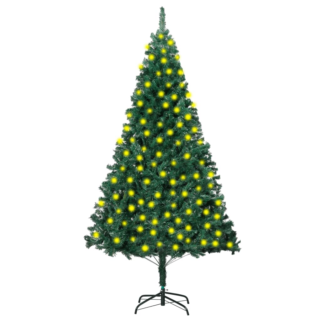 Artificial Pre-Lit Christmas Tree With Thick Branches Green 210 Cm