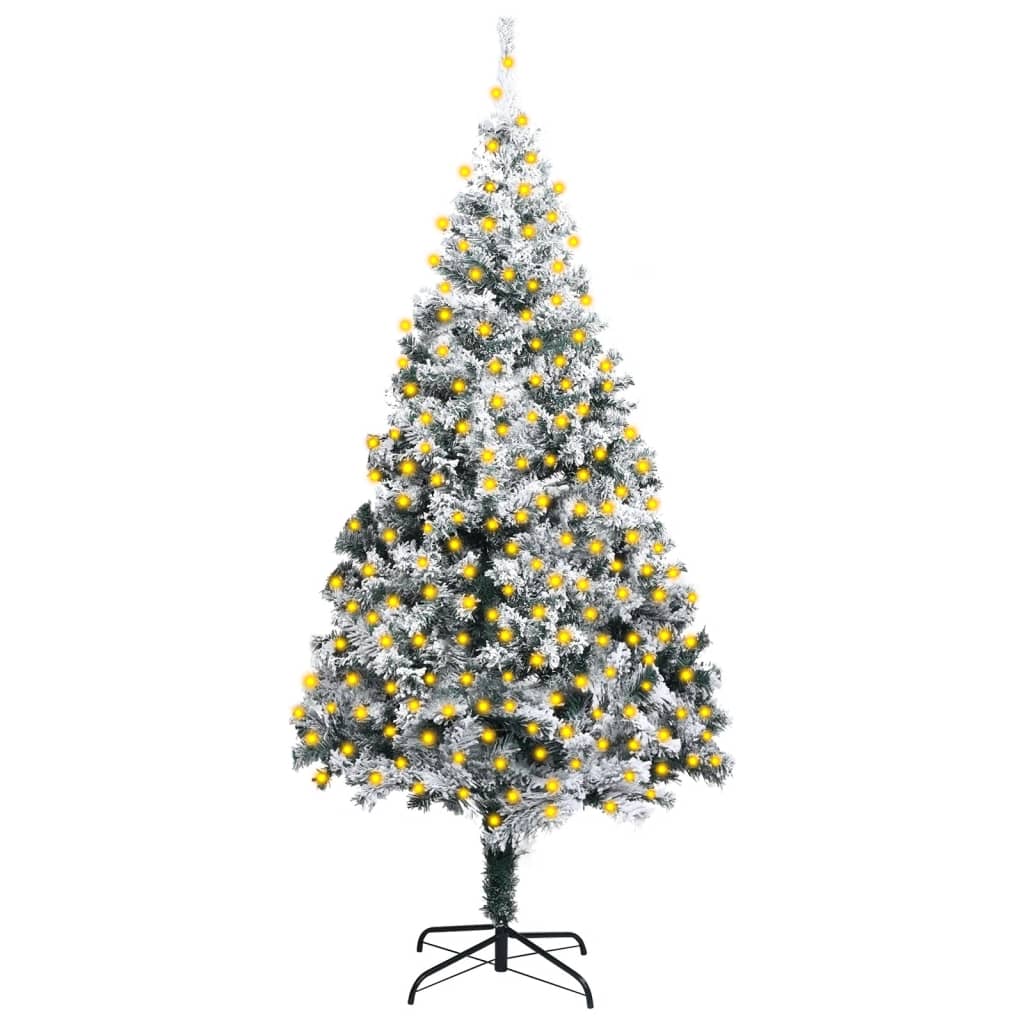 Artificial Pre-Lit Christmas Tree With Flocked Snow Green 300 Cm Pvc
