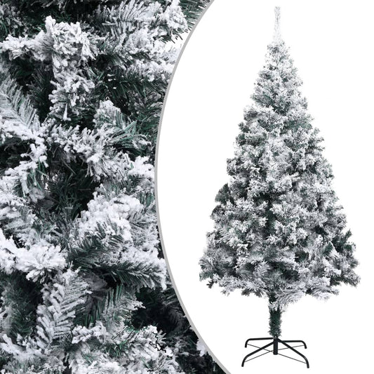 Artificial Pre-Lit Christmas Tree With Flocked Snow Green 300 Cm Pvc