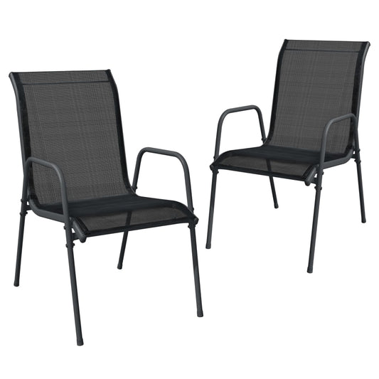 Garden Chairs 2 Pcs Steel And Textilene Black