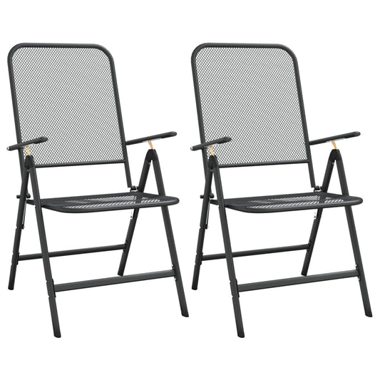Folding Garden Chairs 2 Pcs Expanded Metal Mesh Anthracite