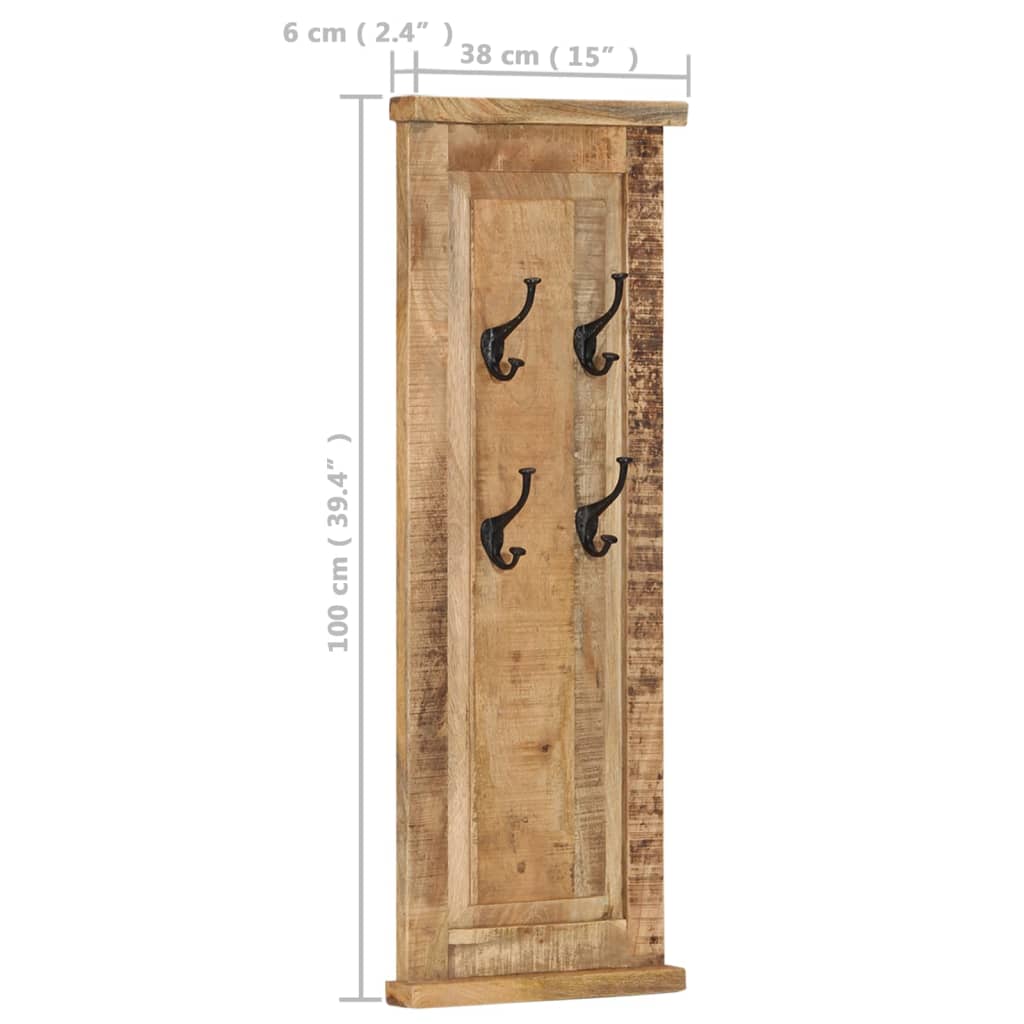 Coat Racks 2 Pcs Solid Wood Mango 38X100 Cm