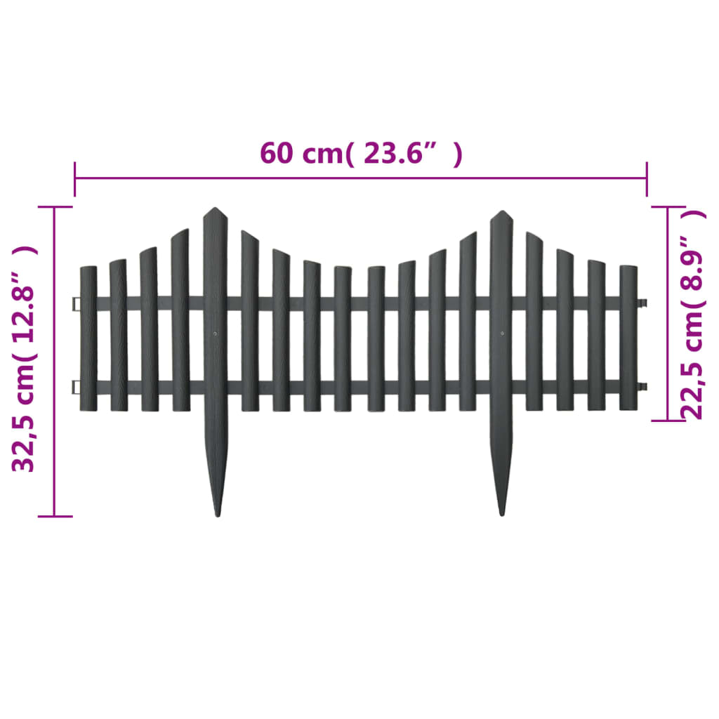 Lawn Edgings 17 Pcs Anthracite 1000 Cm Polypropylene