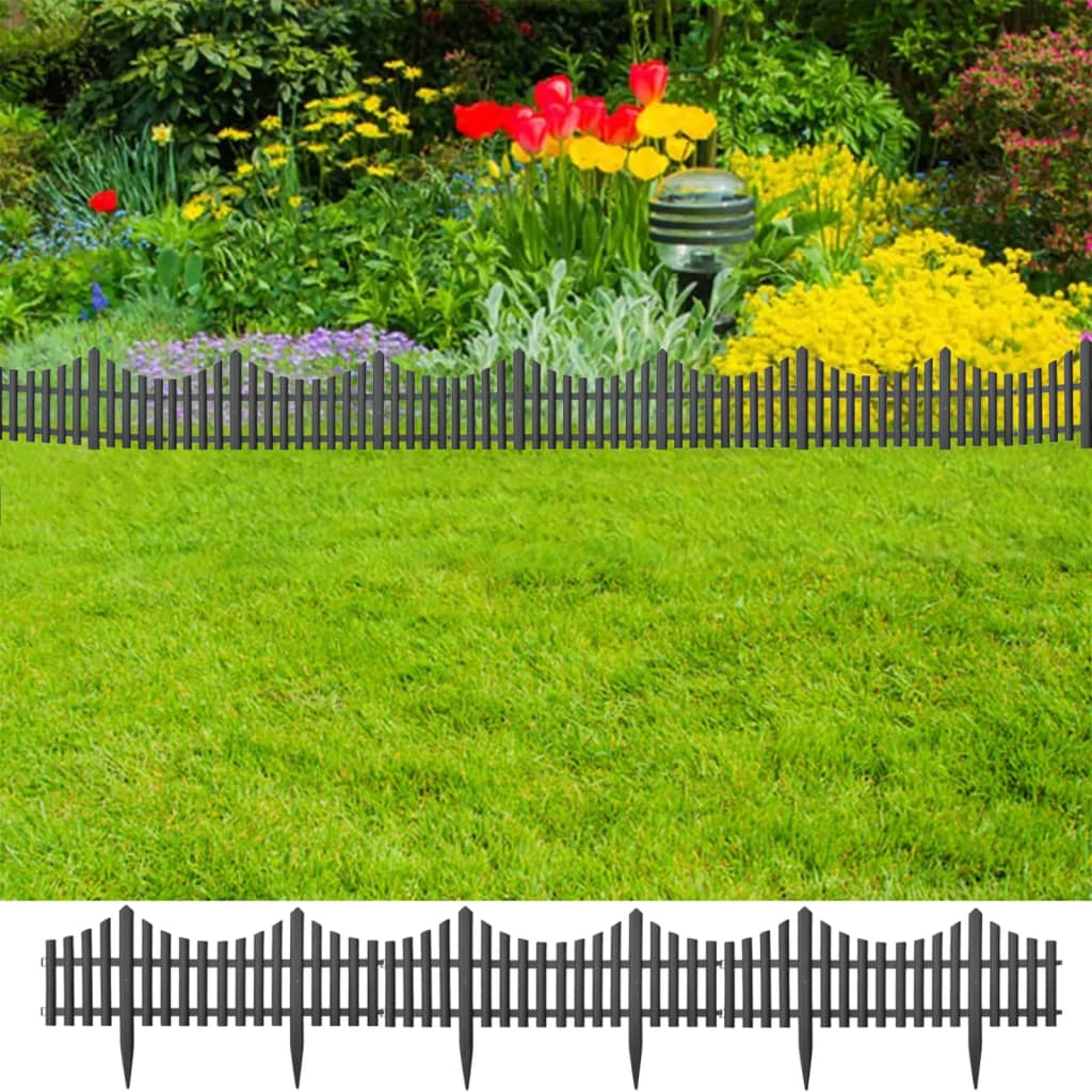 Lawn Edgings 17 Pcs Anthracite 1000 Cm Polypropylene