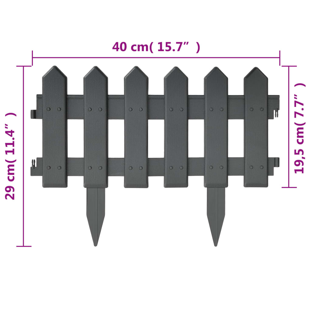 Lawn Edgings 25 Pcs Anthracite 10 M Polypropylene