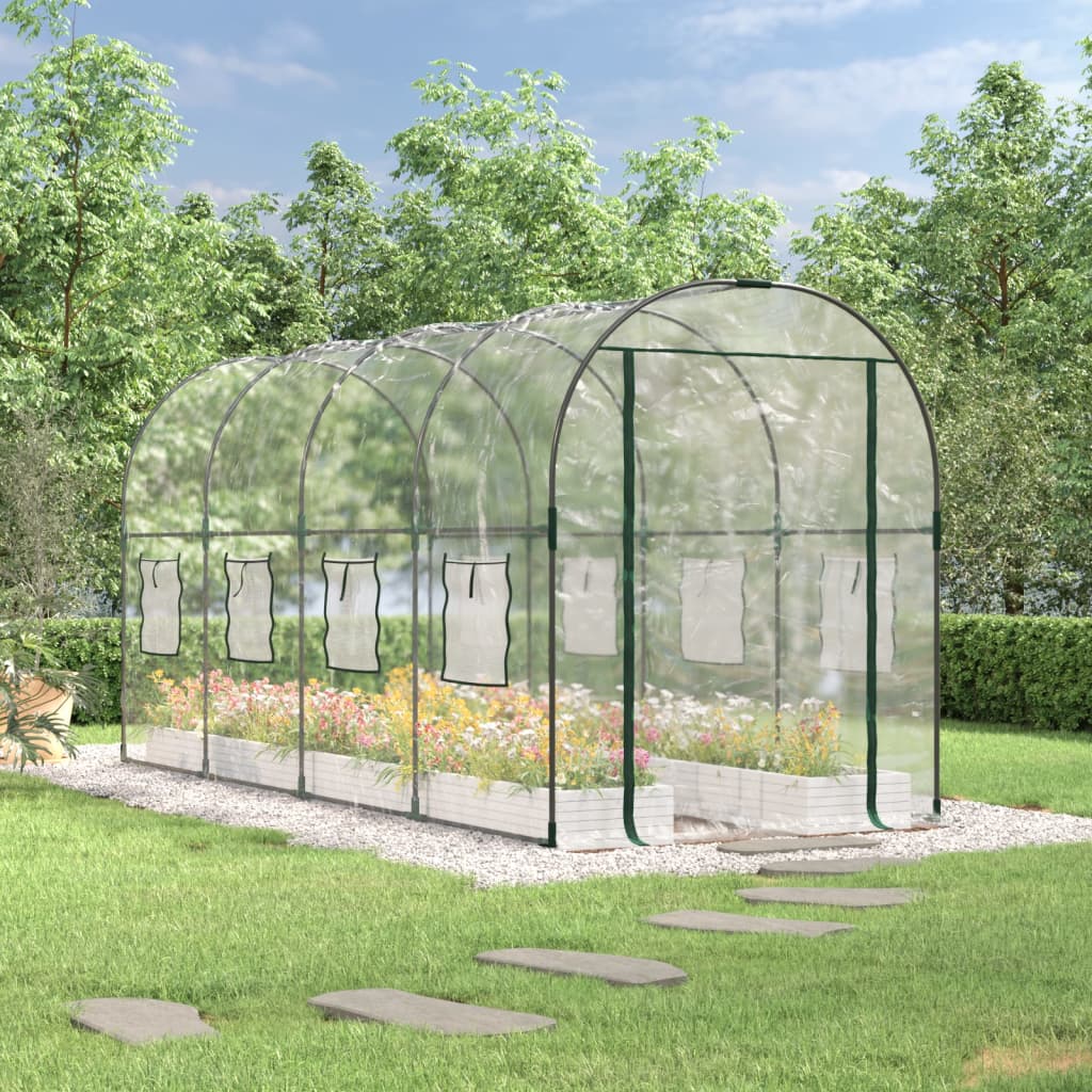 Greenhouse Transparent 160X400X190 Cm Pvc&Powder-Coated Steel