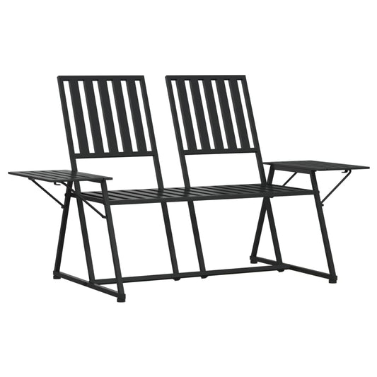 2-Seater Garden Bench 165 Cm Black Steel