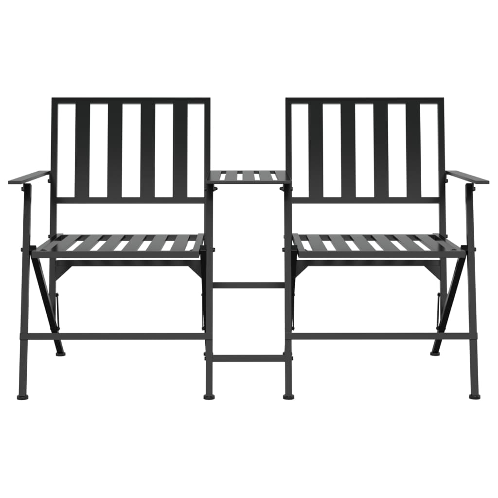 Folding 2-Seater Garden Bench 137 Cm Black Steel