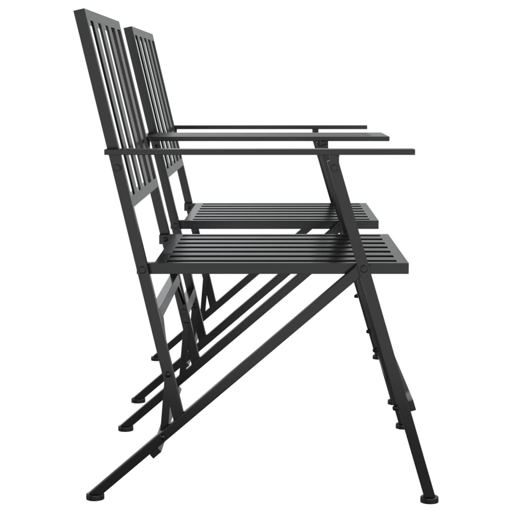 Folding 2-Seater Garden Bench 137 Cm Black Steel