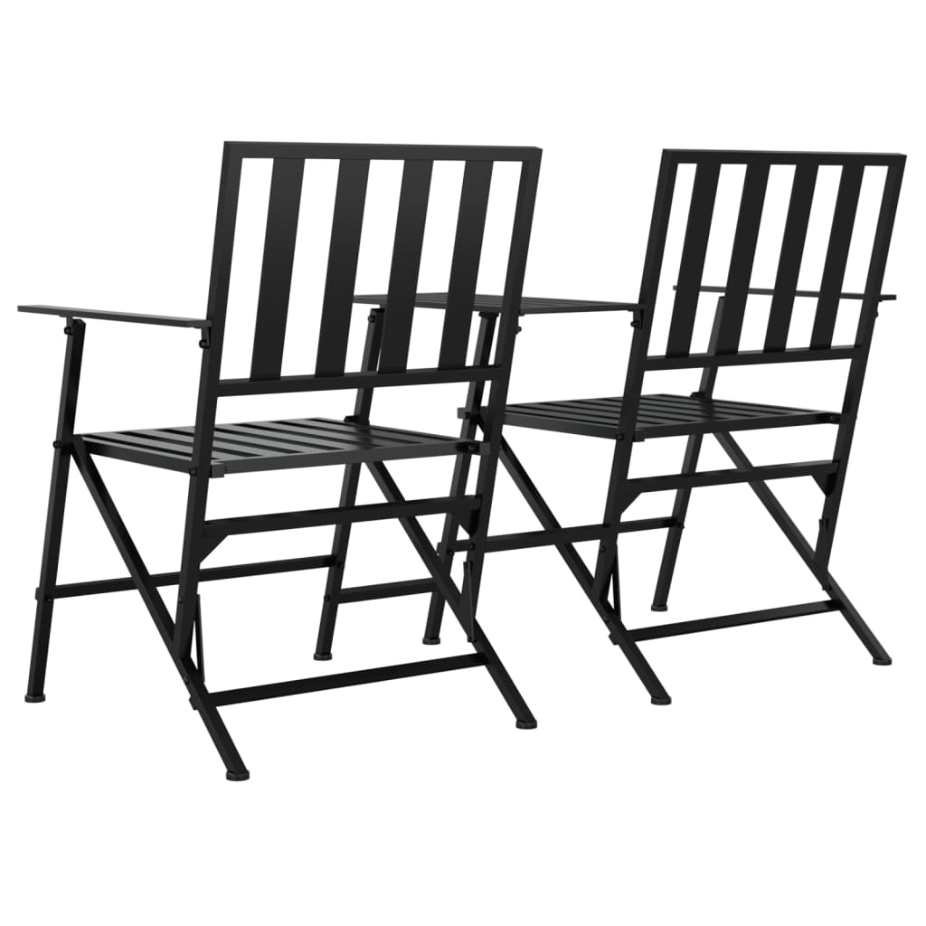 Folding 2-Seater Garden Bench 137 Cm Black Steel