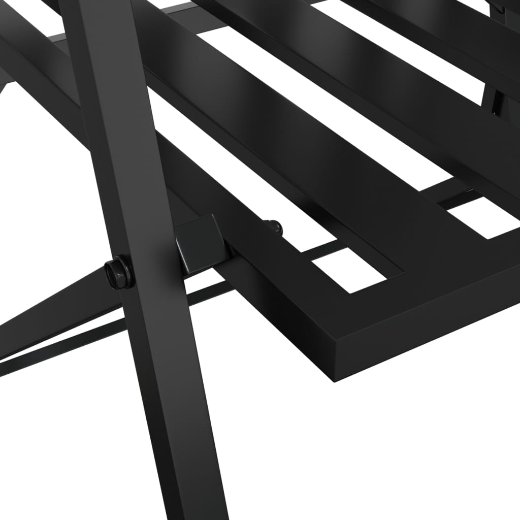 Folding 2-Seater Garden Bench 137 Cm Black Steel
