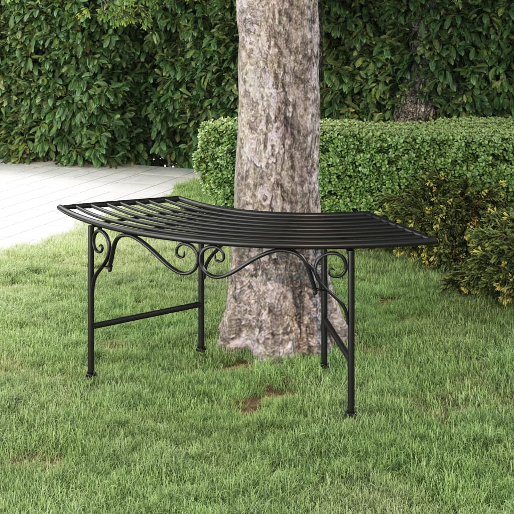 Tree Bench 113 Cm Black Steel