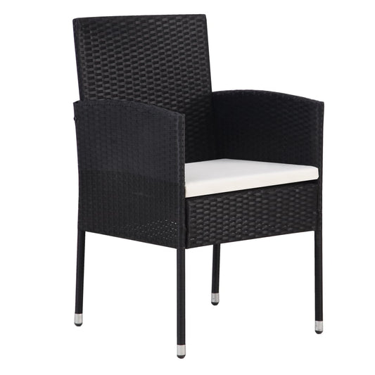 Garden Chairs With Cushions 2 Pcs Black Poly Rattan