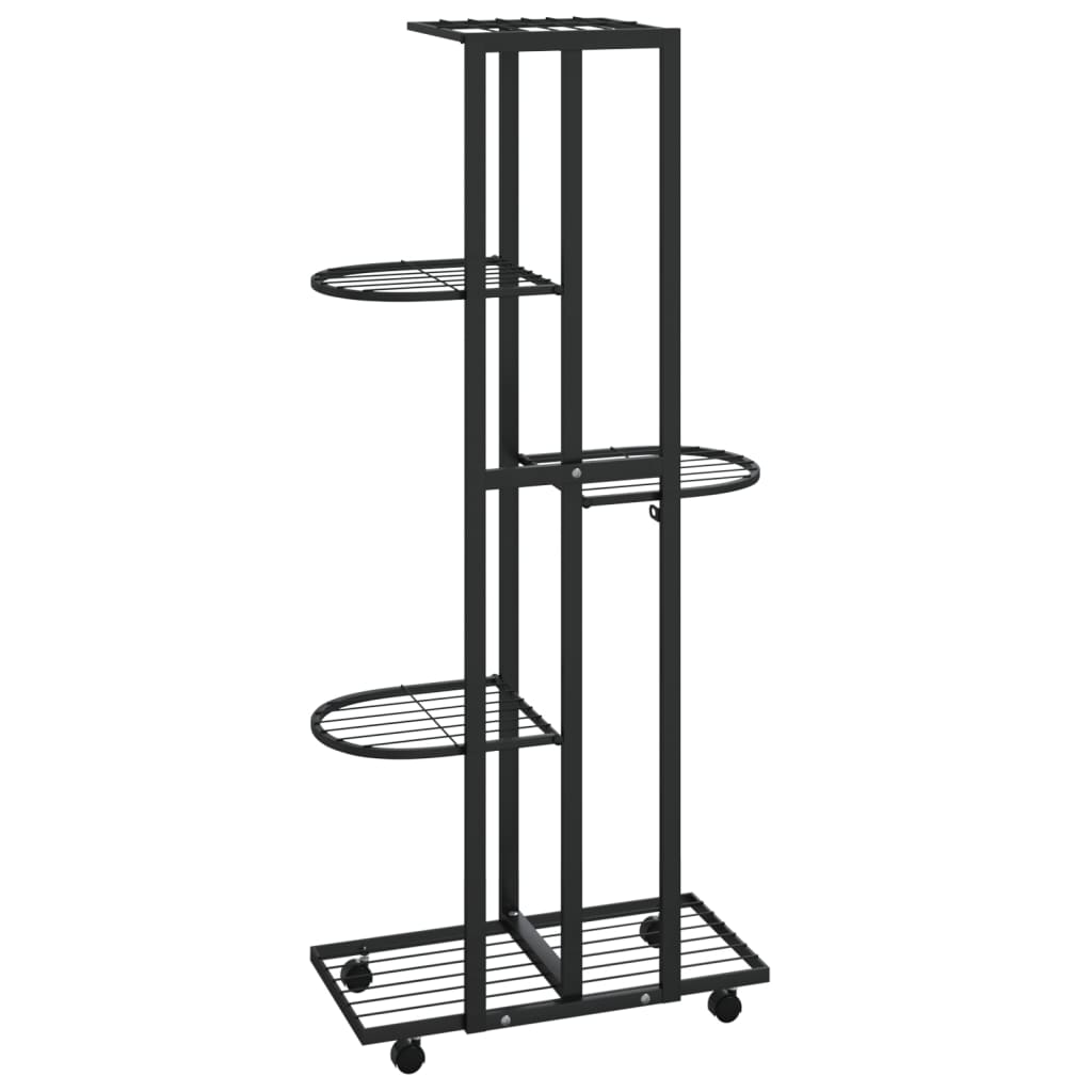 5-Floor Flower Stand With Wheels 44X23X100 Cm Iron