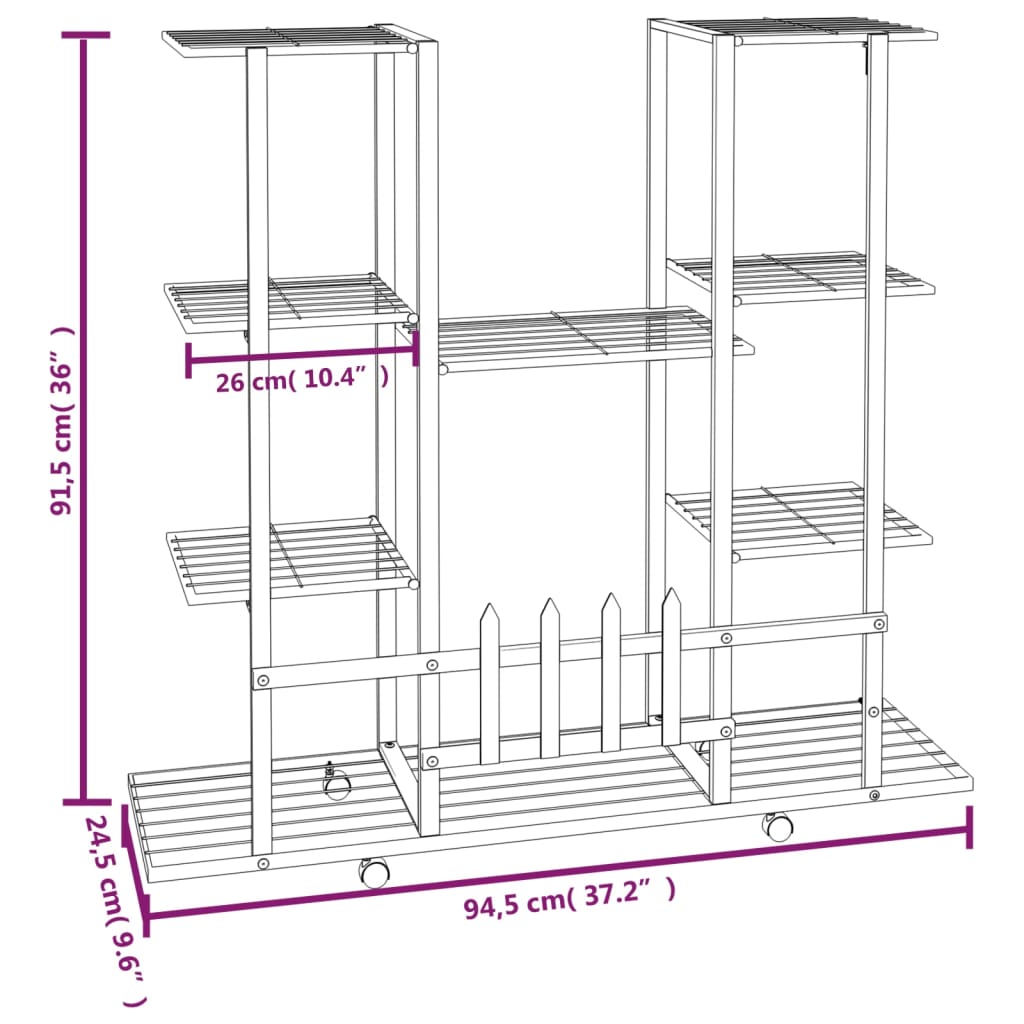 Flower Stand S 94.5X24.5X91.5 Cm Iron