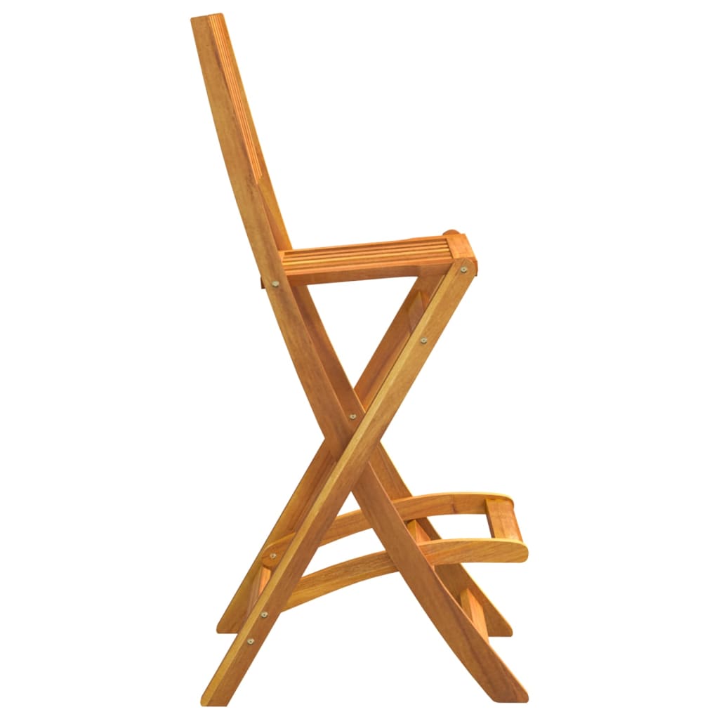 Folding Outdoor Bar Stools 2 Pcs Solid Wood Acacia