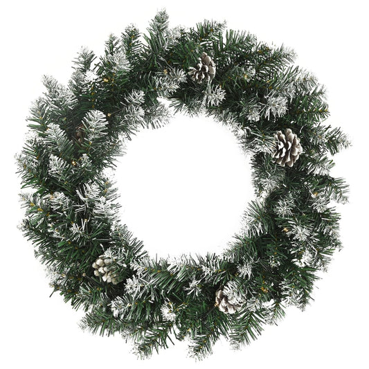 Christmas Wreath With Led Lights Green 45 Cm Pvc