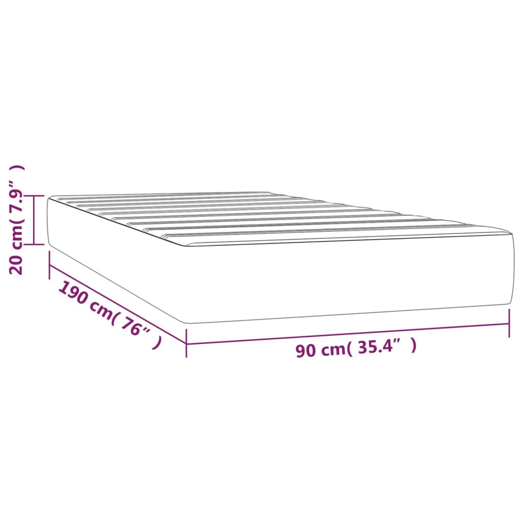 Pocket Spring Bed Mattress Medium 90X190X20 Cm Faux Leather