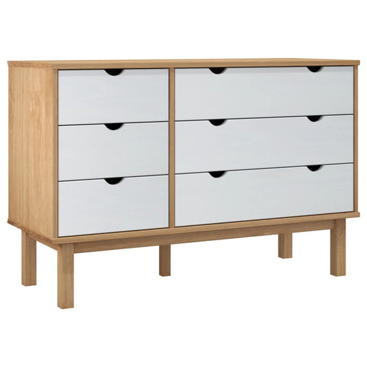 Drawer Cabinet Otta Brown&White 111X43X73.5 Cm Solid Wood Pine