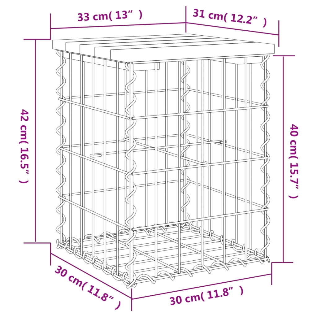 Garden Bench Gabion Design Solid Wood Pine
