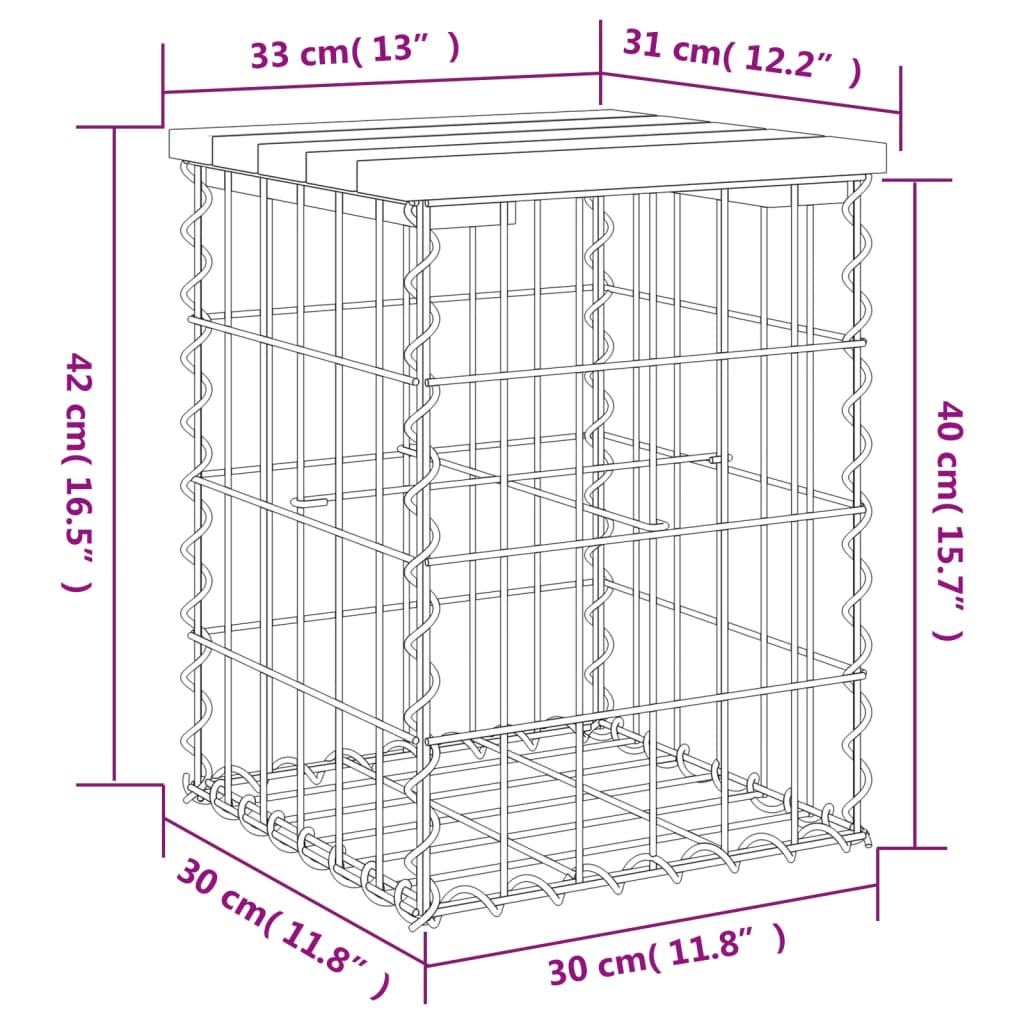 Garden Bench Gabion Design Solid Wood Douglas
