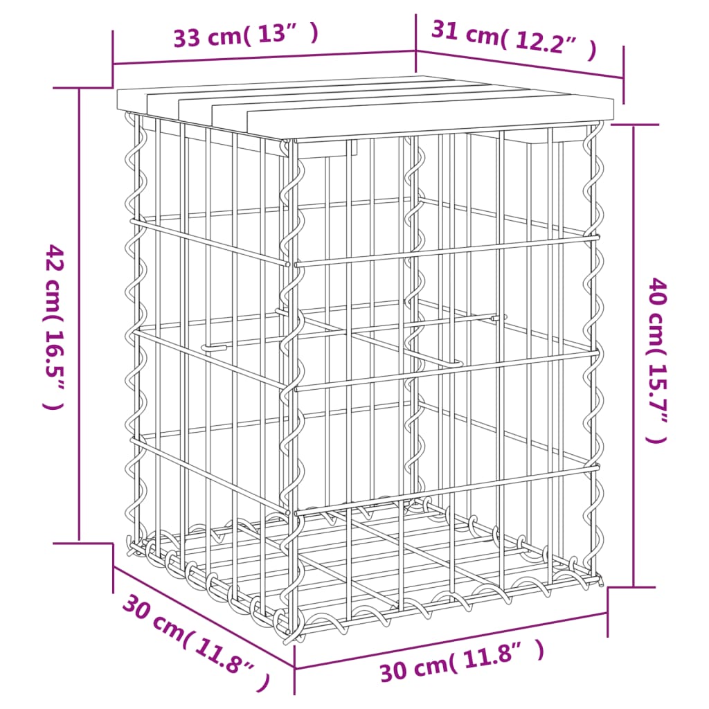 Garden Bench Gabion Design Impregnated Wood Pine