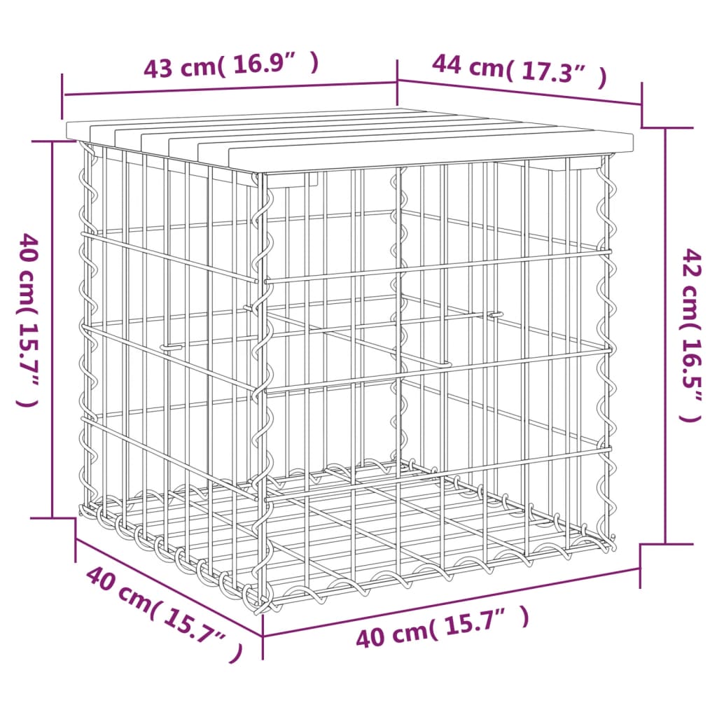 Garden Bench Gabion Design Solid Wood Douglas