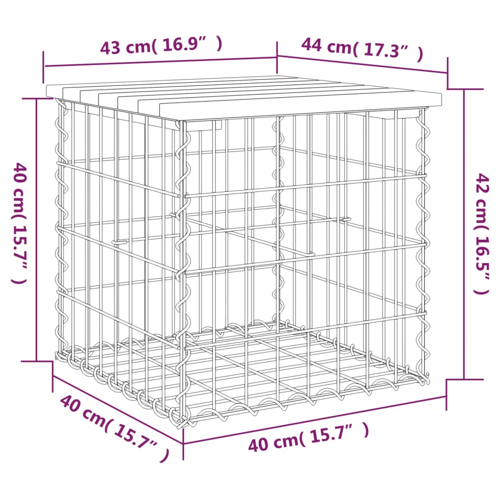 Garden Bench Gabion Design Impregnated Wood Pine