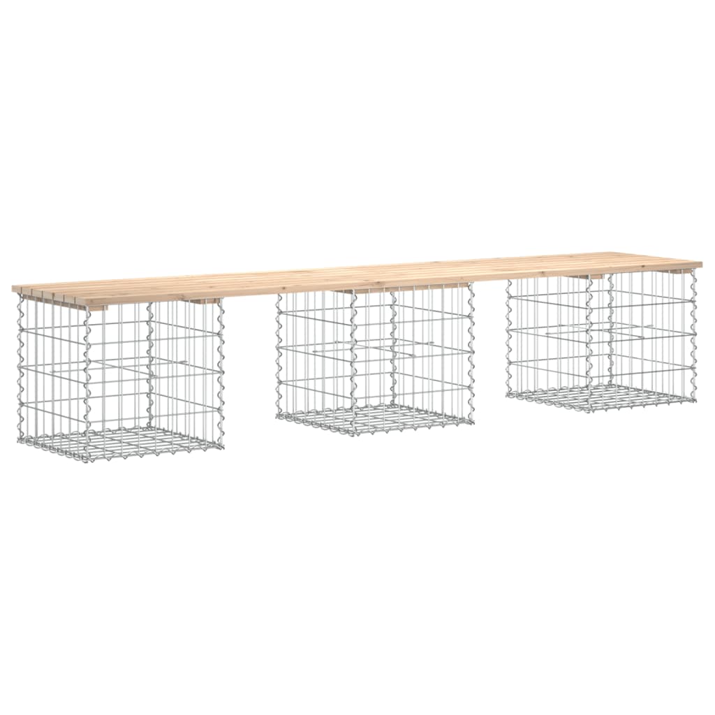 Garden Bench Gabion Design Solid Wood Pine