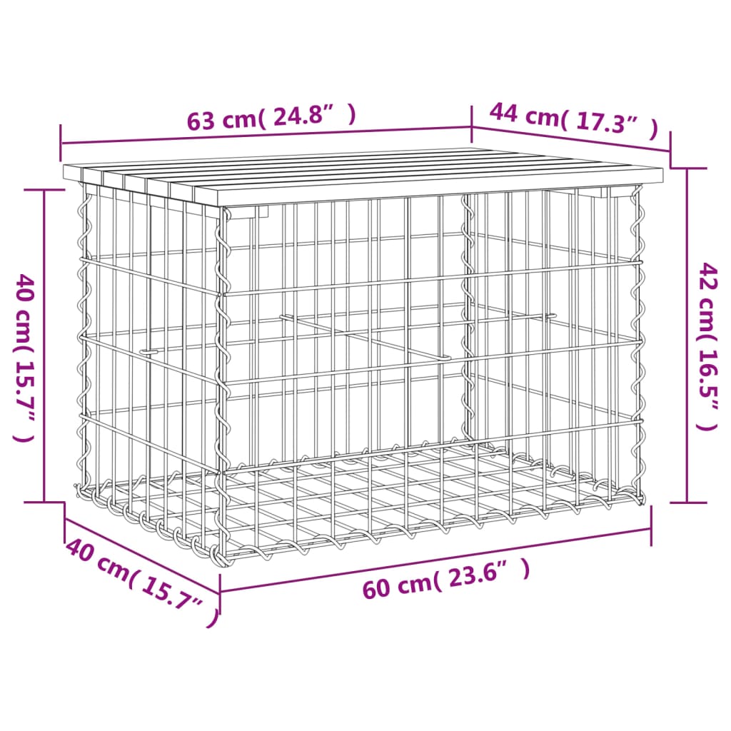 Garden Bench Gabion Design Impregnated Wood Pine
